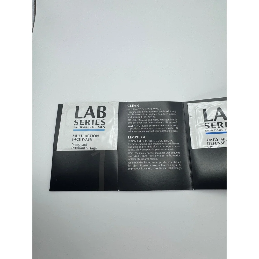 Lot of (3) Lab Series Skincare for Men: Face Wash & Daily Lotion SPF 15 Samples